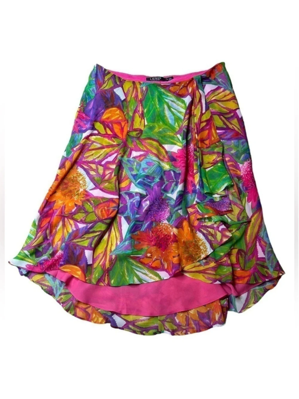 Lauren Ralph Lauren Women’s Petite Multi Floral Lined Wrap Skirt Size 12P - Picture 3 of 11